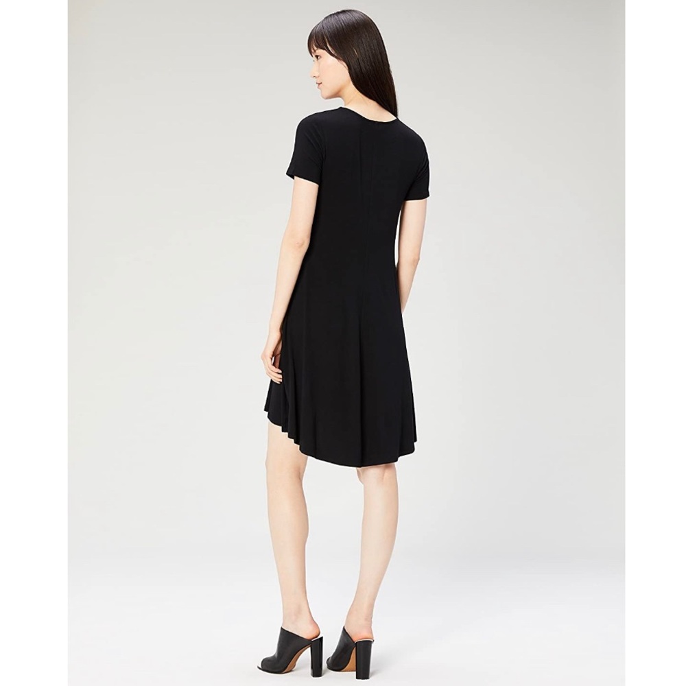Women's Jersey Short Sleeve Crew Neck Dress black - Picture 2 of 4